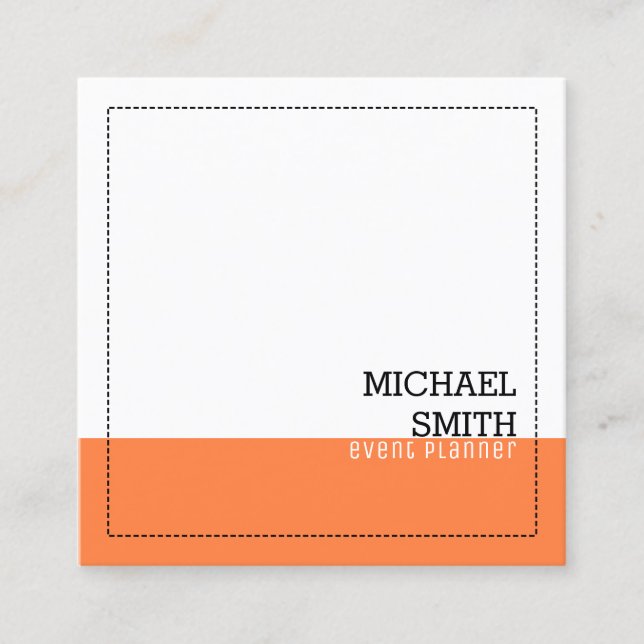 Professional Minimalist Modern White Mango Tango Square Business Card (Front)