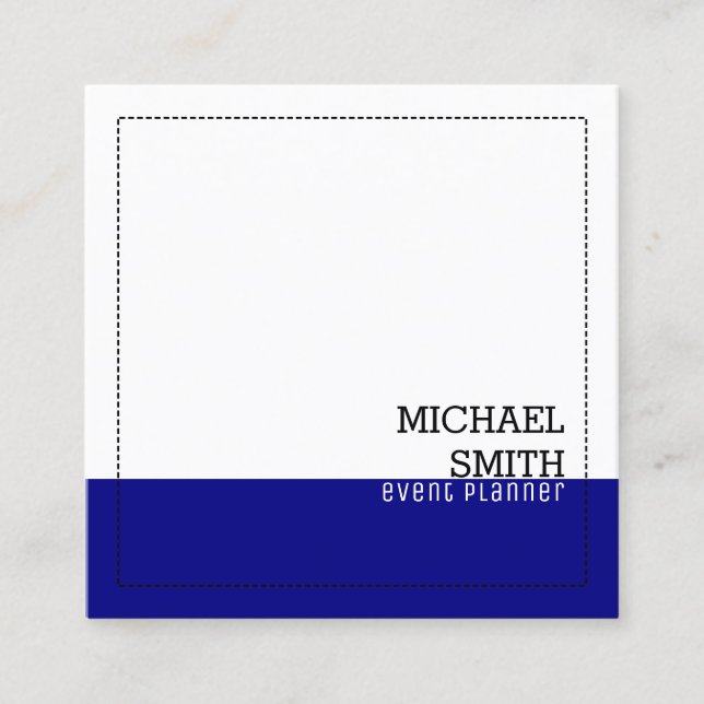 Professional Minimalist Modern White Navy Square Business Card (Front)