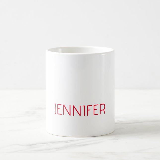 Professional minimalist modern white red name coffee mug (Center)