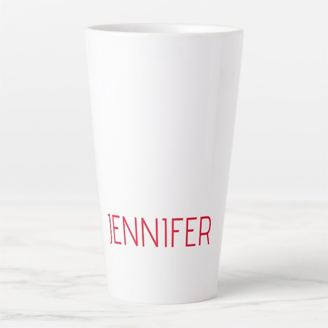 Professional minimalist modern white red name latte mug (Front)