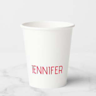 Professional minimalist modern white red name paper cups