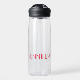 Professional minimalist modern white red name water bottle