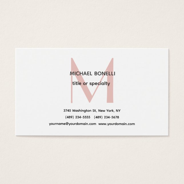 Professional Minimalist Monogrammed Profile Card (Front)
