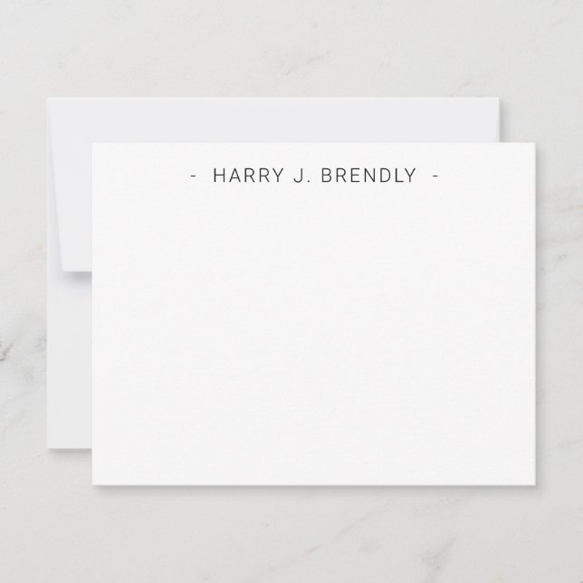 Professional Minimalist Name White Flat Note Card (Front)