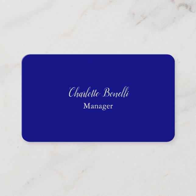Professional Minimalist Navy Blue Business Card (Front)