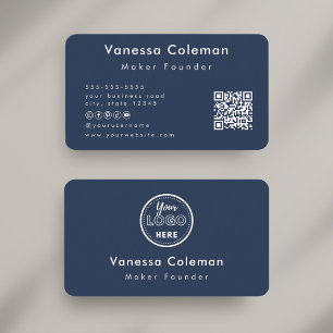 Professional Minimalist Navy Blue Business Card