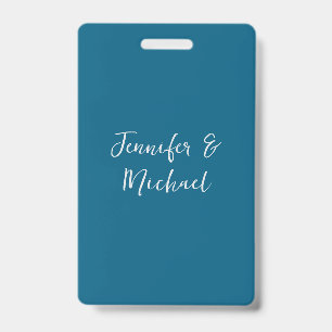 Professional minimalist ocean blue calligraphy ID badge