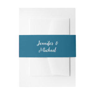 Professional minimalist ocean blue calligraphy invitation belly band