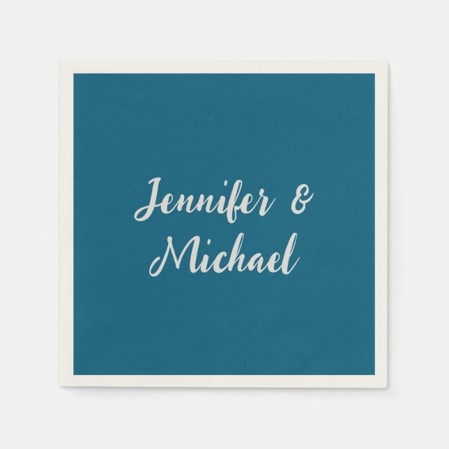 Professional minimalist ocean blue calligraphy napkin (Front)