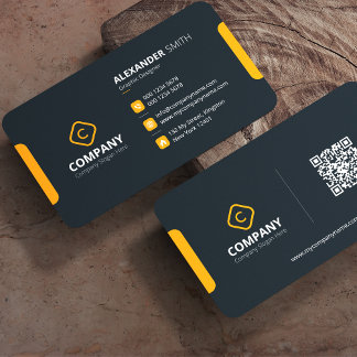 Professional Minimalist Orange & Grey Corporate Business Card