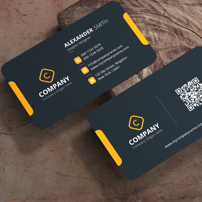 Professional Minimalist Orange & Grey Corporate Business Card (Creator Uploaded)