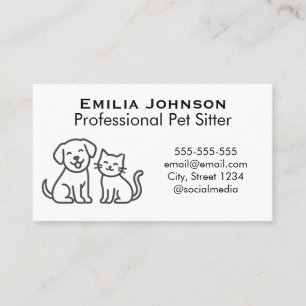 Professional Minimalist Pet Sitter Business Card