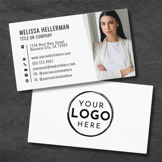 Professional Minimalist Photo Company Your Logo Business Card (Professional Photo QR Code Company Your Logo Business Card)