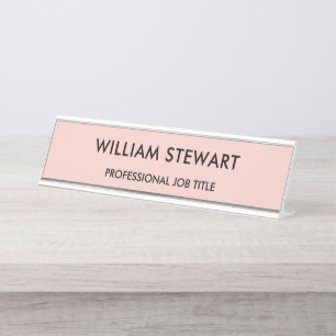 Professional Minimalist Pink Employee Staff Desk Name Plate