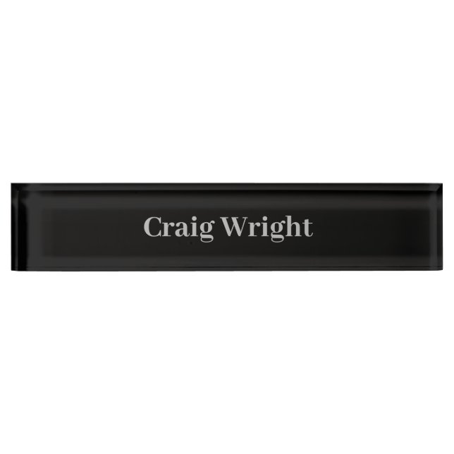 Professional Minimalist Plain Black Personalised Nameplate (Front)
