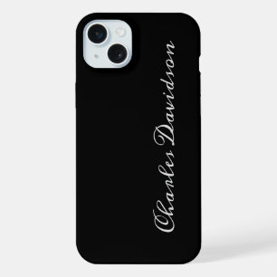 Professional Minimalist Plain Calligraphy Black iPhone 15 Plus Case