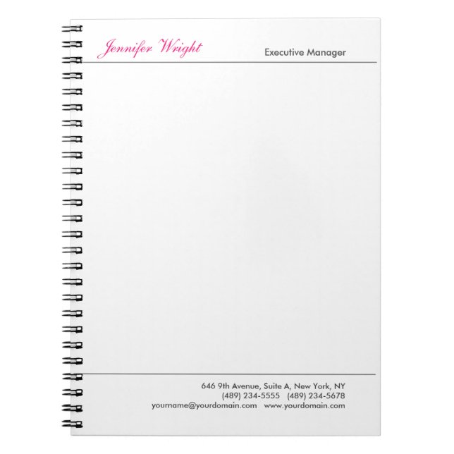 Professional minimalist plain elegant calligraphy notebook (Front)