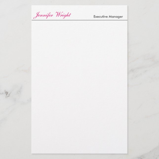 Professional minimalist plain elegant calligraphy stationery (Front)