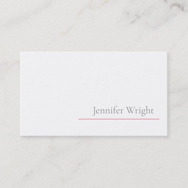 Professional minimalist plain grey white red business card (Front)