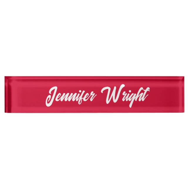Professional minimalist plain modern cherry red nameplate (Front)
