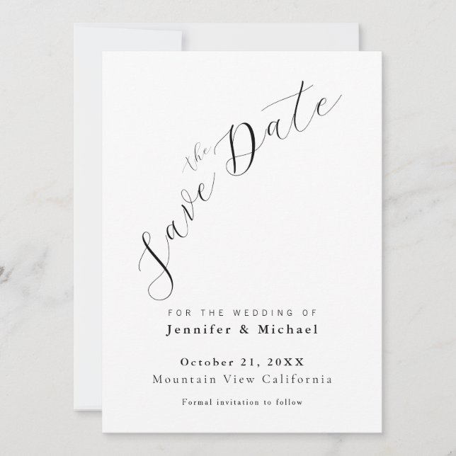 Professional Minimalist Plain Modern Save The Date (Front)