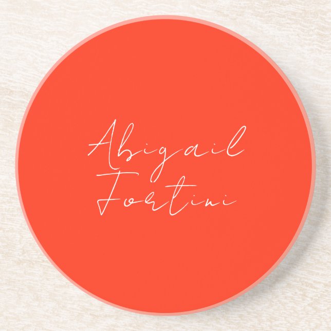 Professional minimalist red white modern coaster (Front)