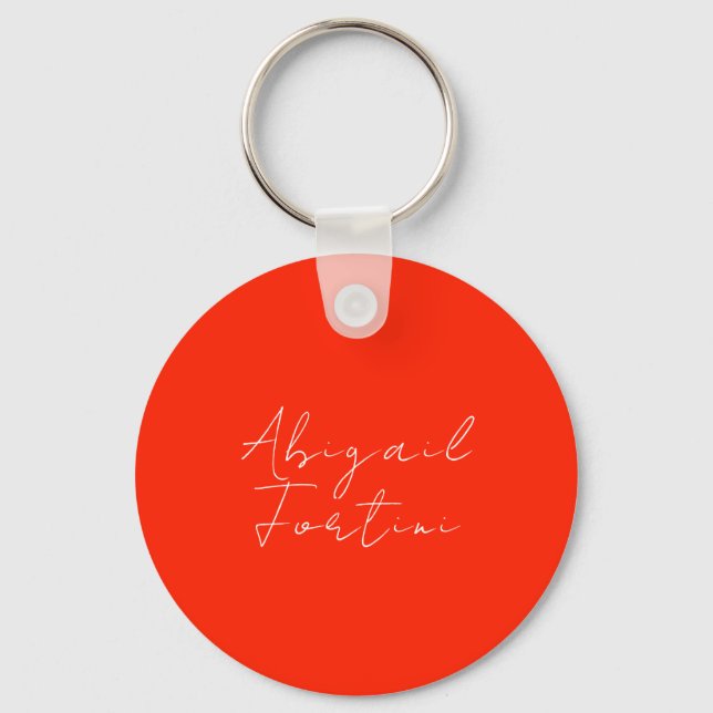 Professional minimalist red white modern key ring (Front)