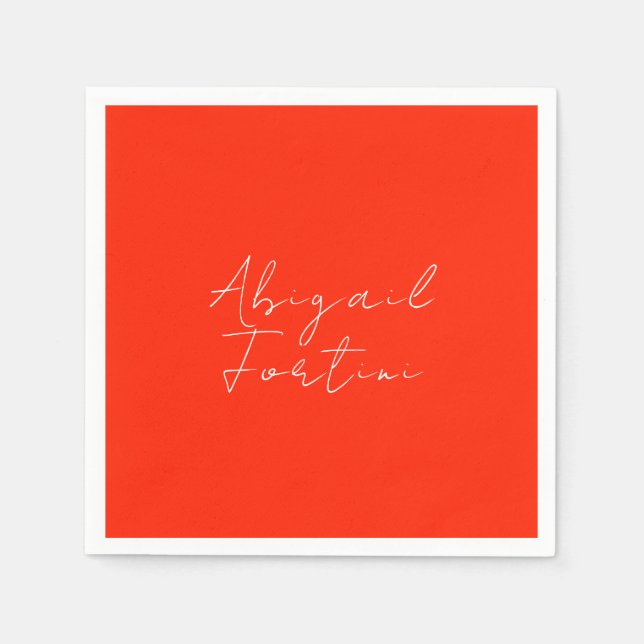 Professional minimalist red white modern napkin (Front)