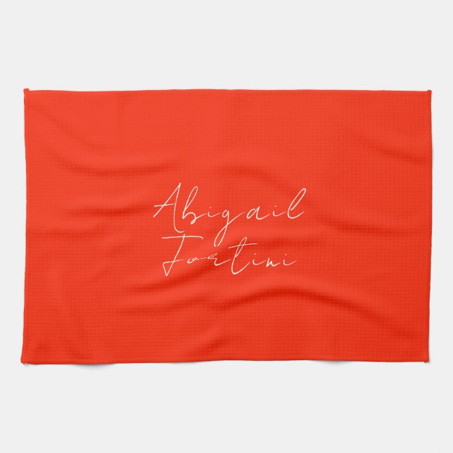 Professional minimalist red white modern tea towel (Horizontal)