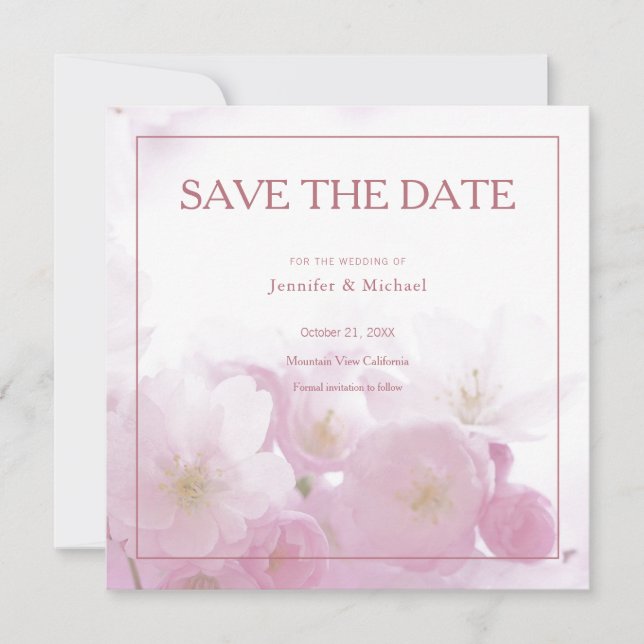 Professional Minimalist Rose Gold Colour Floral Save The Date (Front)