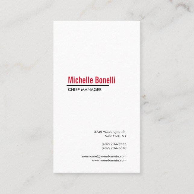 Professional Minimalist Simple White Modern Plain Business Card (Front)