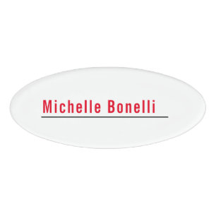Professional Minimalist Simple White Modern Plain Name Tag