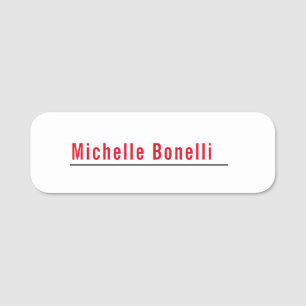 Professional Minimalist Simple White Modern Plain Name Tag