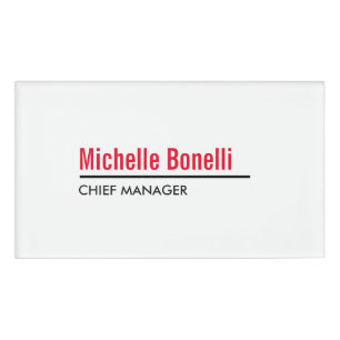 Professional Minimalist Simple White Modern Plain Name Tag
