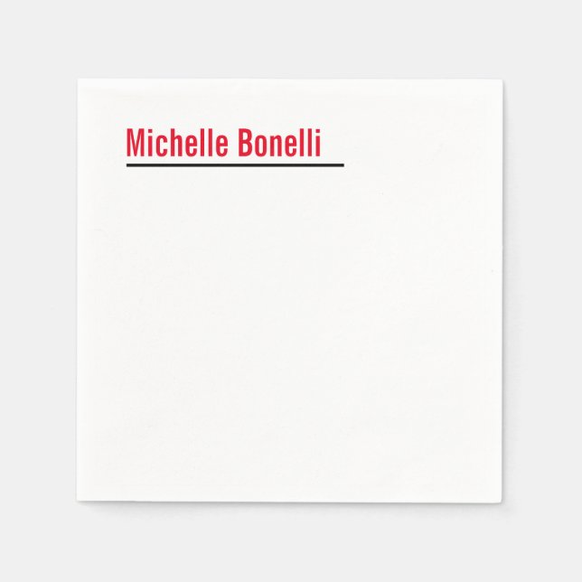 Professional Minimalist Simple White Modern Plain Napkin (Front)