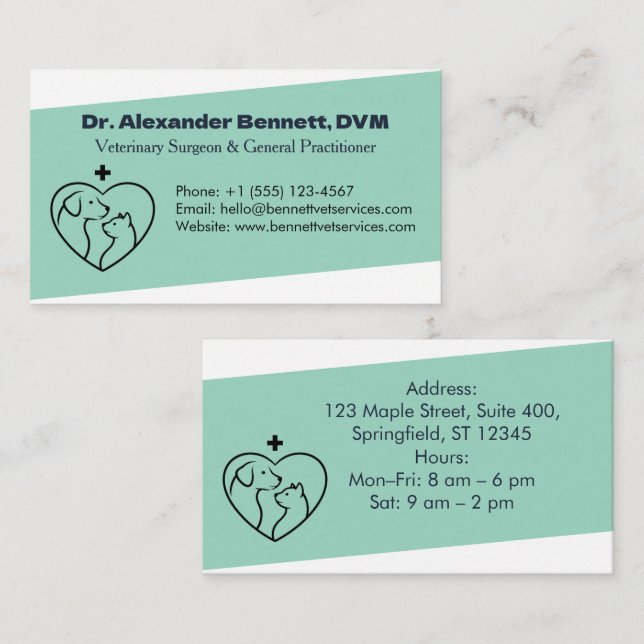 Professional Minimalist Veterinary Busines Card (Front/Back)