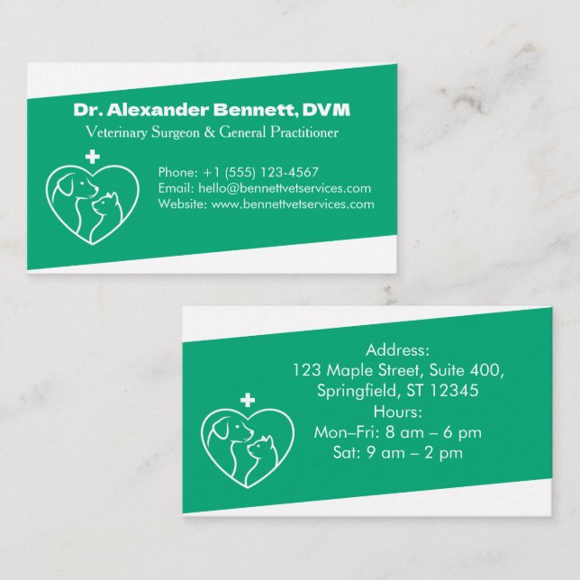 Professional Minimalist Veterinary Busines Card (Front/Back)