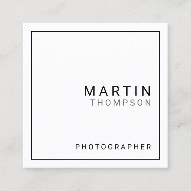 Professional Minimalist White Square Business Card (Front)