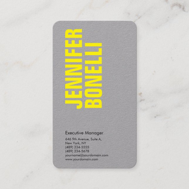 Professional minimalist yellow grey sharp business card (Front)