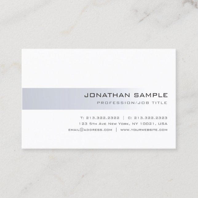 Professional Minimalistic Modern Silver Cool Plain Business Card (Front)