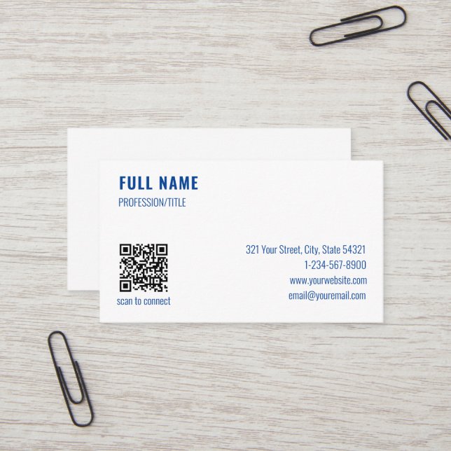 Professional Minimalistic Simple QR Code Business Card (Front/Back In Situ)
