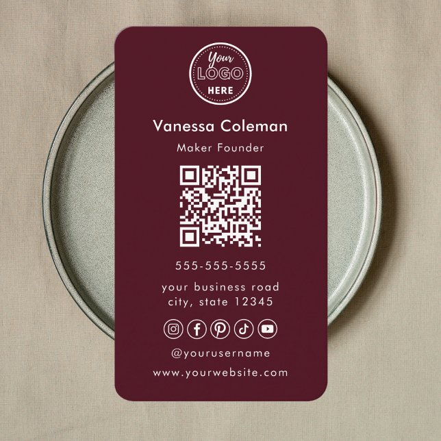 Professional Minimallist Burgundy Business Card (Creator Uploaded)