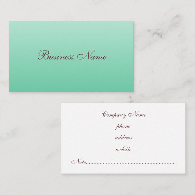 Professional Mint Green Business Card (Front/Back)