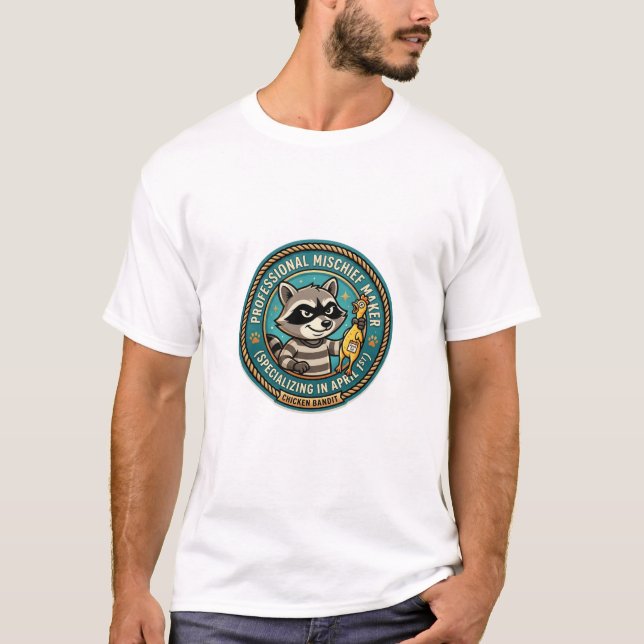 Professional Mischief Maker Racoon Funny Tee (Front)