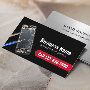 Professional Mobile Repair Service Plain Black  Business Card