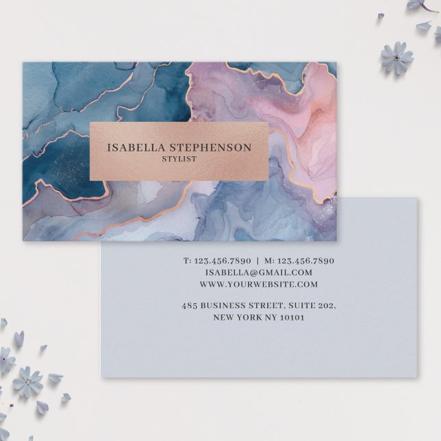 Professional Modern Agate Marble Gold Business Card (Creator Uploaded)