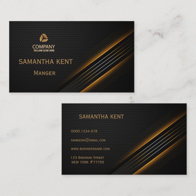 Professional Modern black and gold Business Card (Front/Back)