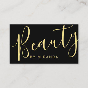 Professional Modern Black and Gold Makeup Artist Business Card