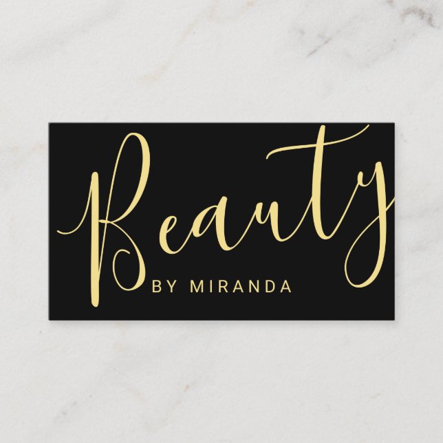 Professional Modern Black and Gold Makeup Artist Business Card (Front)