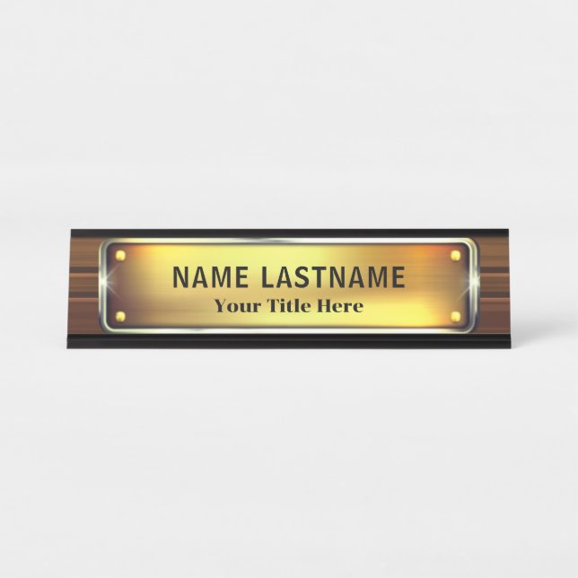Professional Modern Black and Gold Office Desk Name Plate (Front)